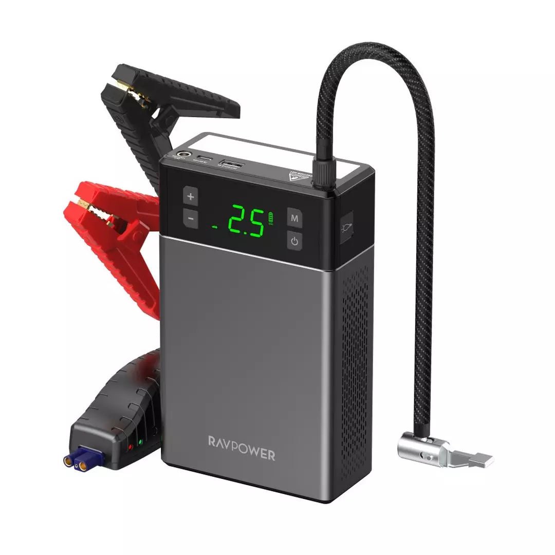 RAVPower RP-PB1213 – 2 in 1 Jump Starter with Air Compressor – 12000mAh (44.4Wh)