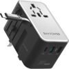 RAVPower RP-PC1061 GaN PD70W Travel charger with retractable C-C cable(Black)