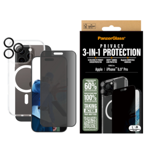 PanzerGlass® B1294+P2864+1284, 3-in-1 Privacy Protection Bundle PG Ultra Wide Fit Privacy SP | Hoops™ | HardCase for iPhone 16 Pro Max