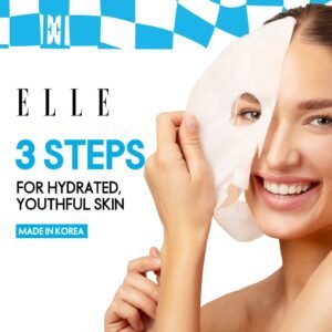 Korean ELLE Anti-Aging Hyaluron Moisture Mask 3-Step Care Kit - Hydrating Ampoule, Moisture-Boosting Mask, Night Cream - Deep Hydration, Skin Firming, Wrinkle Reduction, All Skin Types