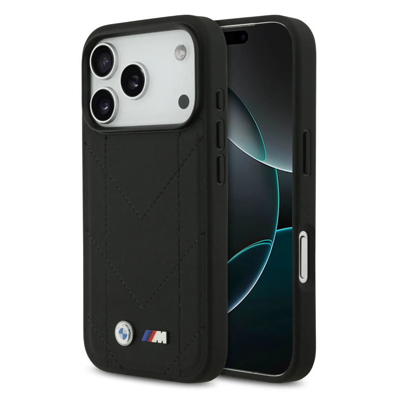 BMW, MagSafe PU Quilted Leather Case with Metal Logos, iPhone 17 Pro