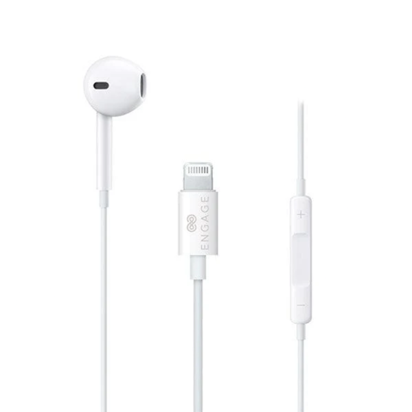 Engage, MFI Apple Lightning Wired Mono Earphone, White