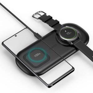 CHOETECH 2 in 1 Wireless Charger, 10W Max Wireless Charging Pad with Adapter for Galaxy Watch - T570