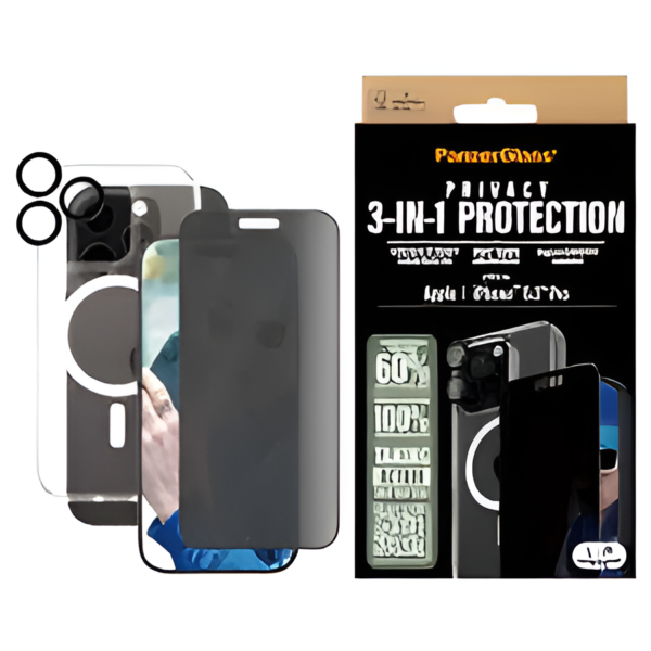 PanzerGlass® B1292+P2862+1284, 3-in-1 Privacy Protection Bundle PG Ultra Wide Fit Privacy SP | Hoops™ | HardCase for iPhone 16 Pro
