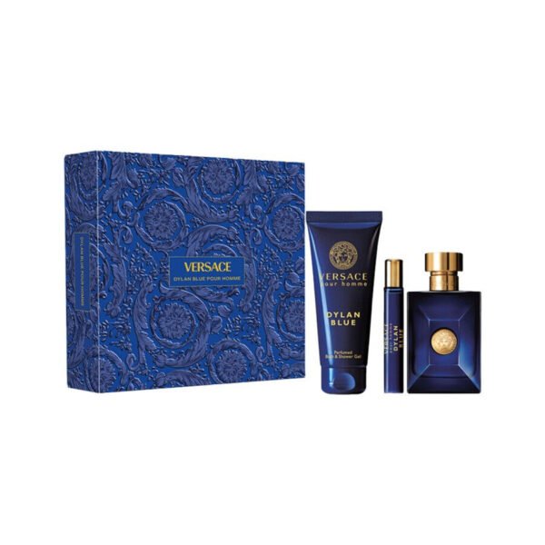 VERSACE DYLAN BLUE POUR HOMME EDT GIFT SET (100ML PERFUME + 10ML TRAVEL SPRAY + 150ML SHOWER GEL)